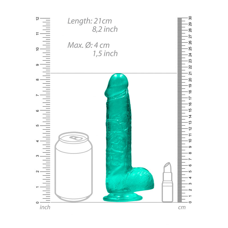 REALROCK 8 Realistic Dildo With Balls - Turquoise 20.3 cm Dong-REA092TUR