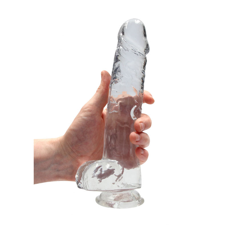 RealRock 9 Realistic Dildo With Balls - Clear 22.9 cm Dong - REA093TRA