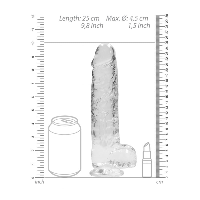 RealRock 9 Realistic Dildo With Balls - Clear 22.9 cm Dong - REA093TRA