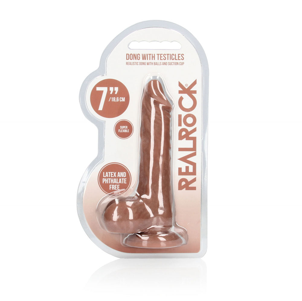 REALROCK 7 Realistic Dildo With Balls - Tan - Tan 17.8 cm Dong - REA094TAN