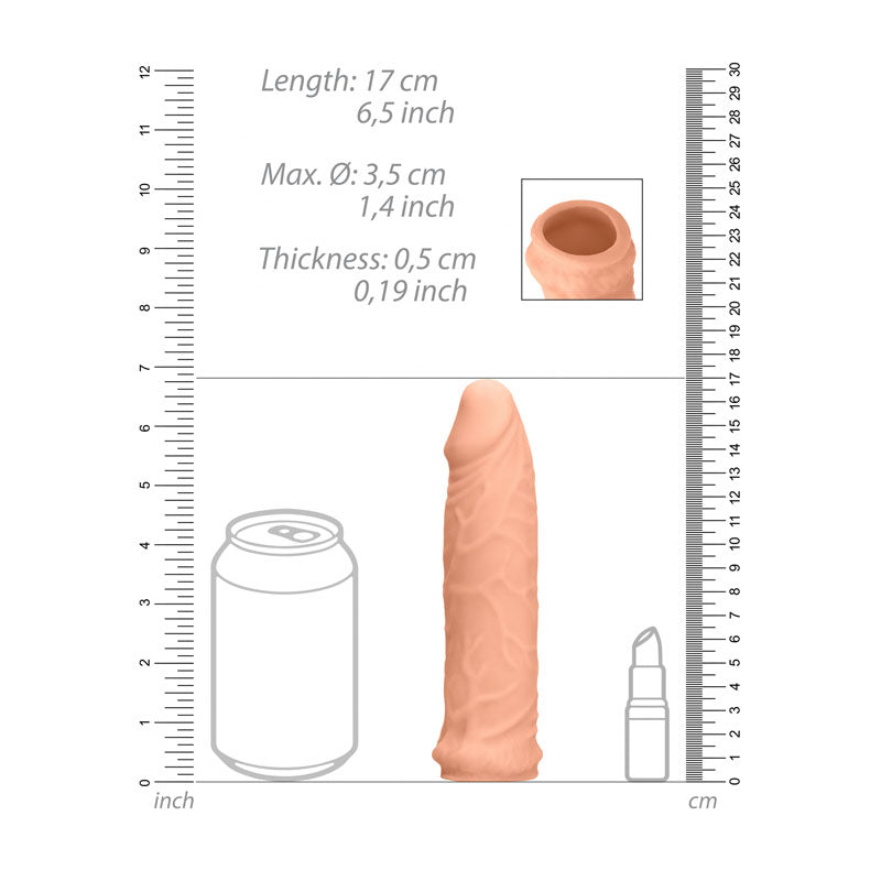 REALROCK 6 Realistic Penis Sleeve - Flesh 15.2 cm Penis Extension Sleeve-REA105FLE