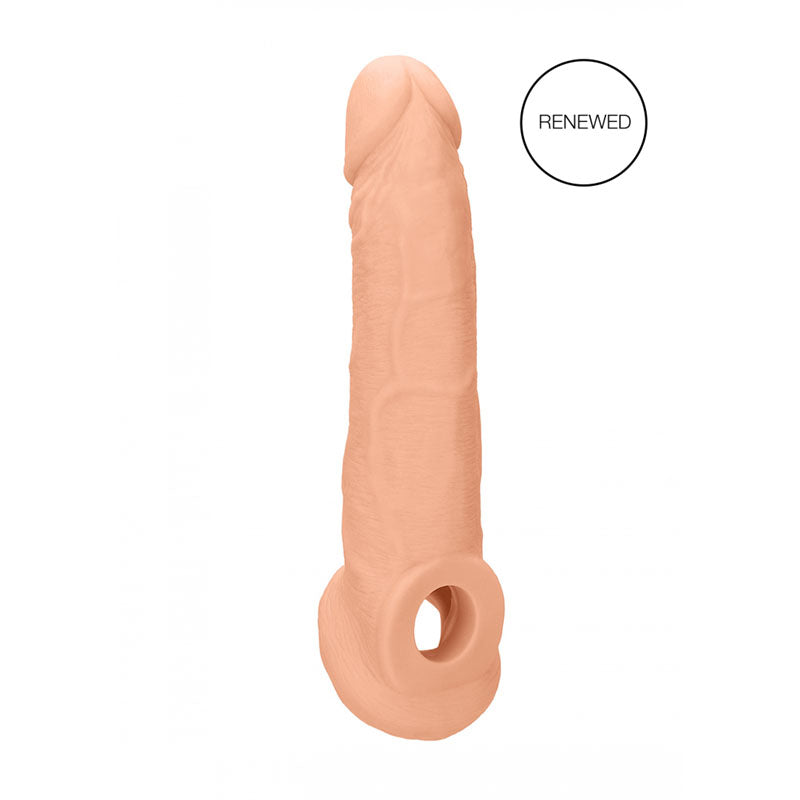 REALROCK 9 Realistic Penis Extender with Rings - Flesh 22.9 cm Penis Extension Sleeve-REA107FLE