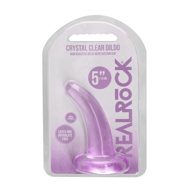 REALROCK Non Realistic Dildo With Suction Cup - 11.5 cm - Purple 11.5 cm Curved Pegging Dong - REA109PUR