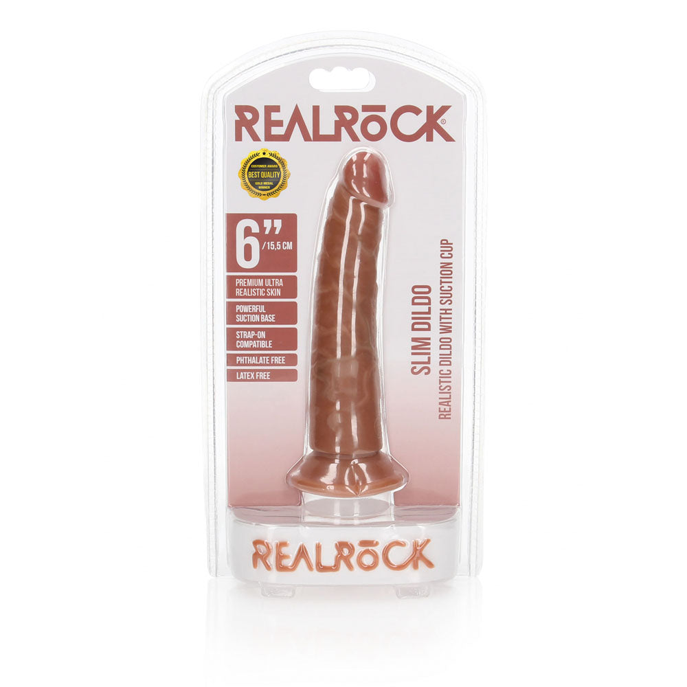 REALROCK Realistic Slim Dildo without Balls - 15.5 cm - Tan 15.5 cm (6) Dong-REA113TAN