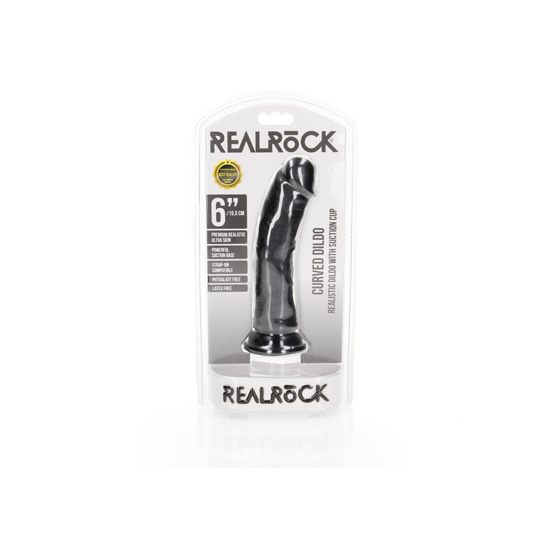 REALROCK Realistic Regular Curved Dildo with Suction Cup - 15.5 cm - Black 15.5 cm (6) Dong - REA116BLK