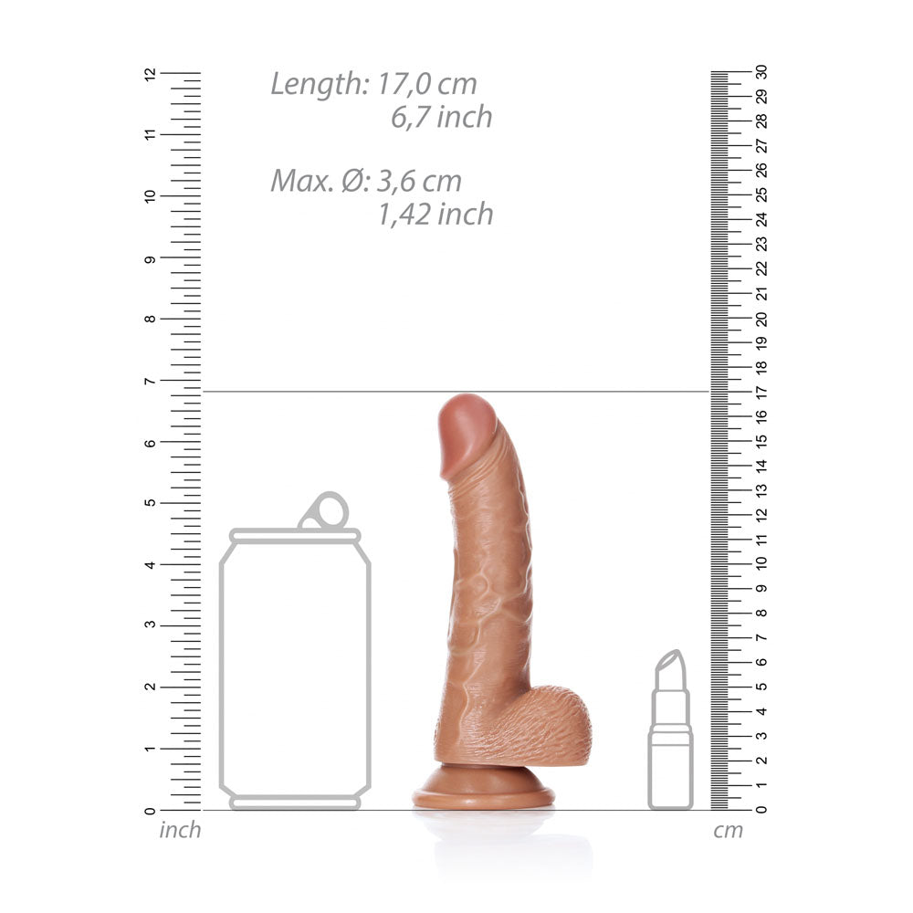 REALROCK Realistic Regular Curved Dong with Balls - 15.5 cm-(rea121tan)