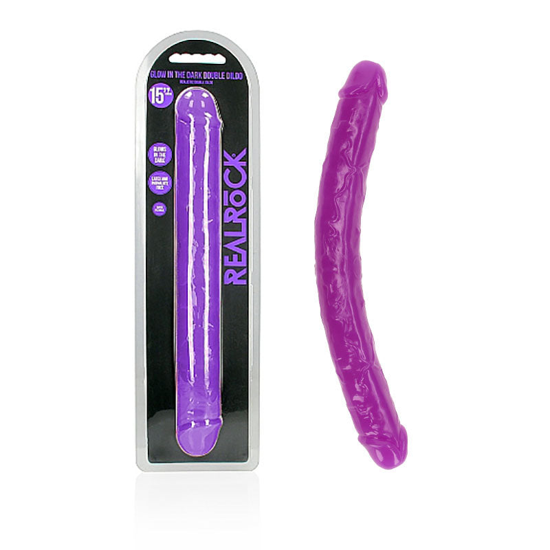 REALROCK 38 cm Double Dong Glow - Purple - Purple 38 cm (15) Double Dong-REA149GLOPUR