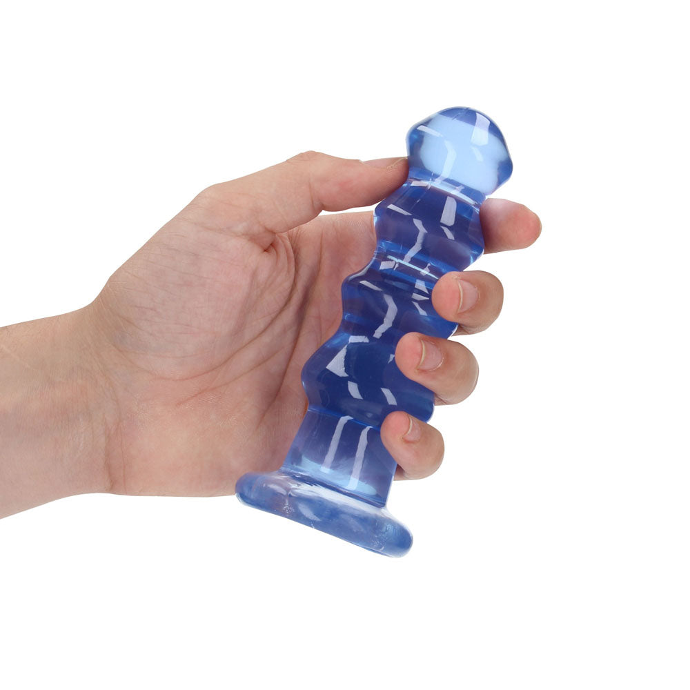 REALROCK 14 cm Curvy Anal Plug - Blue - Blue 14 cm (4.5) Butt Plug - REA158BLU