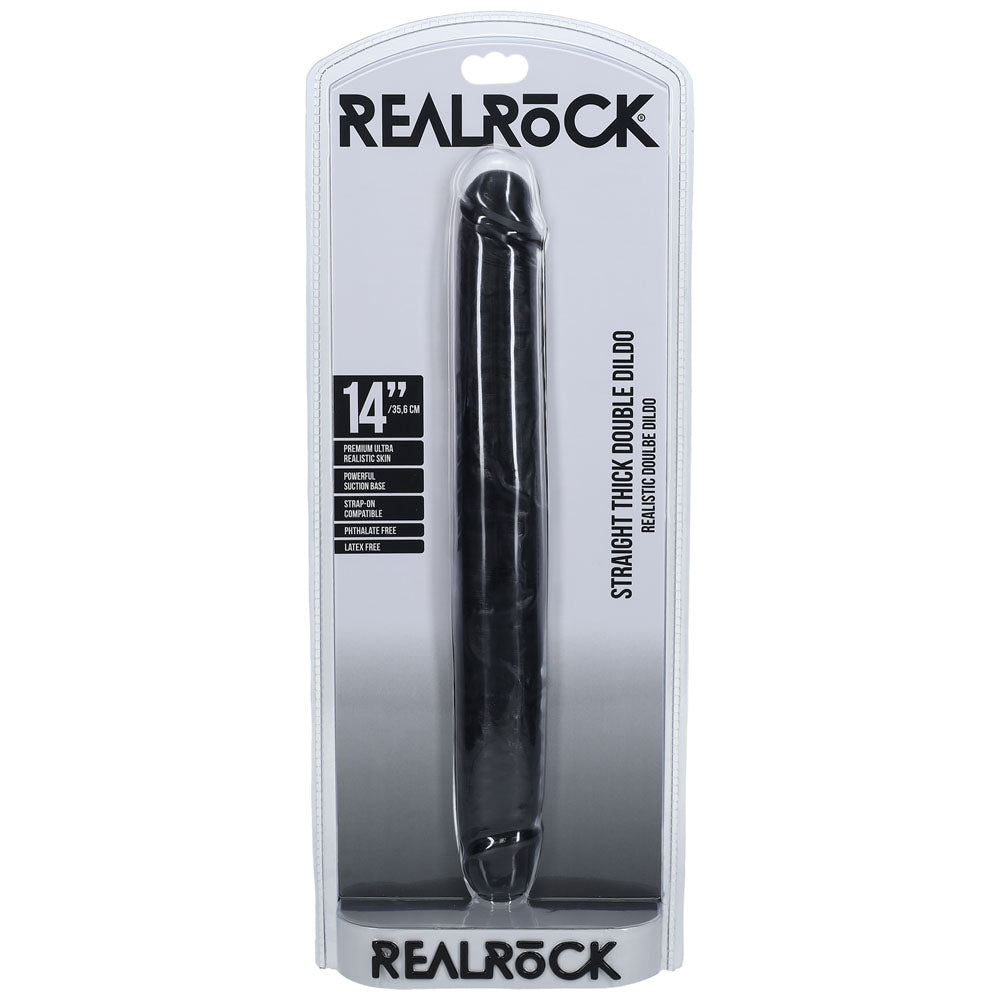 REALROCK 35cm Thick Double Dildo - Black - Black 35 cm (14) Thick Double Dong-REA185BLK