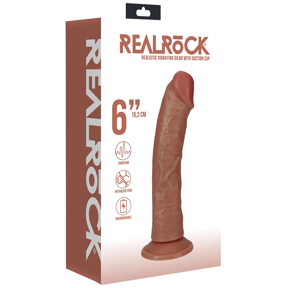 REALROCK 15cm Vibrating Cock - Tan-(rea187tan)