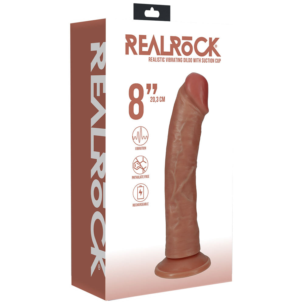 REALROCK 20cm Vibrating Cock - Tan-(rea188tan)