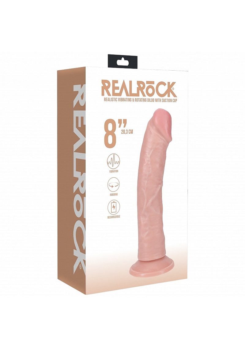 RealRock- 8 " Vibrating and Rotating Cock - Regular Curved - Flesh-REA191FLE