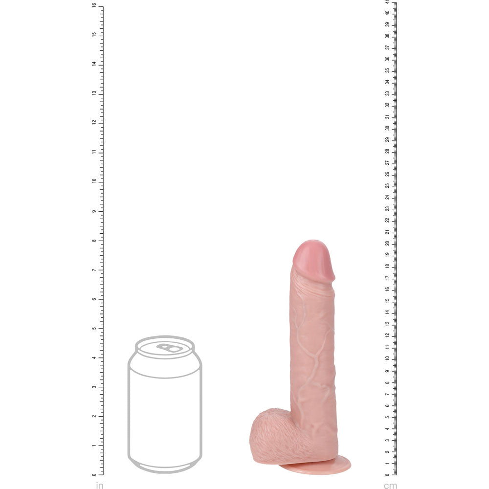 REALROCK 20cm Vibrating + Thrusting Cock with Balls - Flesh - Flesh 20.3 cm (8) USB Rechargeable Vibrating and Thrusting Dong-REA193FLE