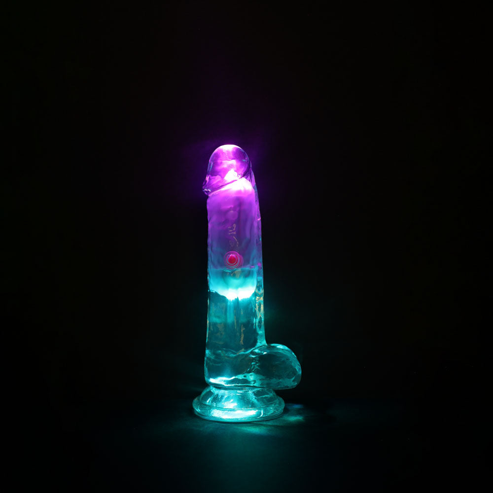 REALROCK 6 with Balls Wireless Rechargeable LED Vibrating Dong - Clear with LED 16.2 cm USB Rechargeable Vibrating Dong with Remote-REA203TRA