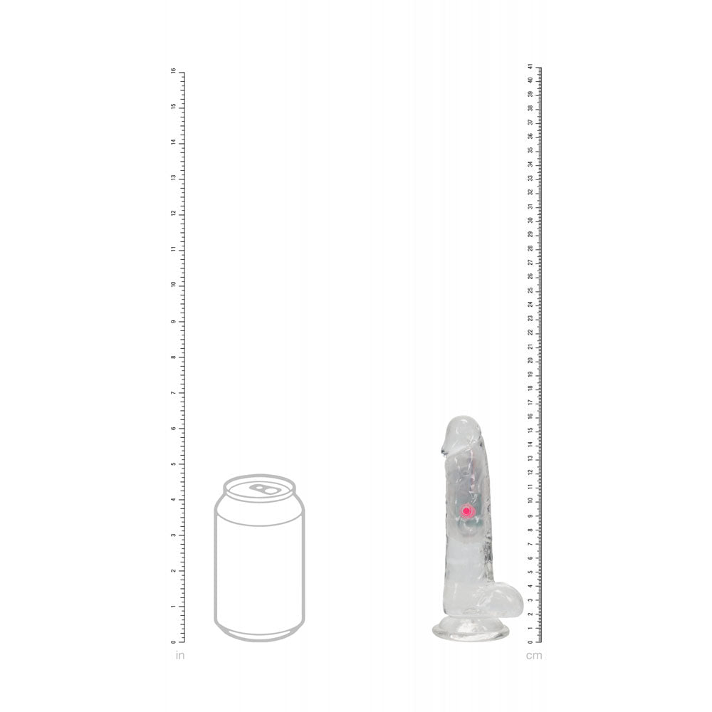 REALROCK 6 with Balls Wireless Rechargeable LED Vibrating Dong - Clear with LED 16.2 cm USB Rechargeable Vibrating Dong with Remote-REA203TRA