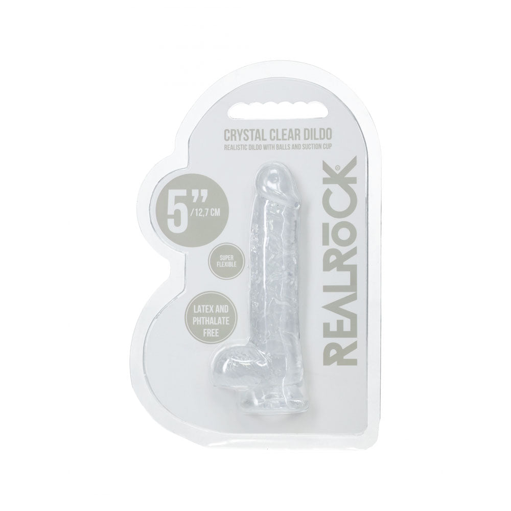 REALROCK 5 Crystal Clear Dildo with Balls - Clear - Clear 14.7 cm Dong