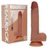 REALROCK Dual Density 7 Vibrating & Thrusting Dildo - Tan - Tan 17.8 cm USB Rechargeable Vibrat