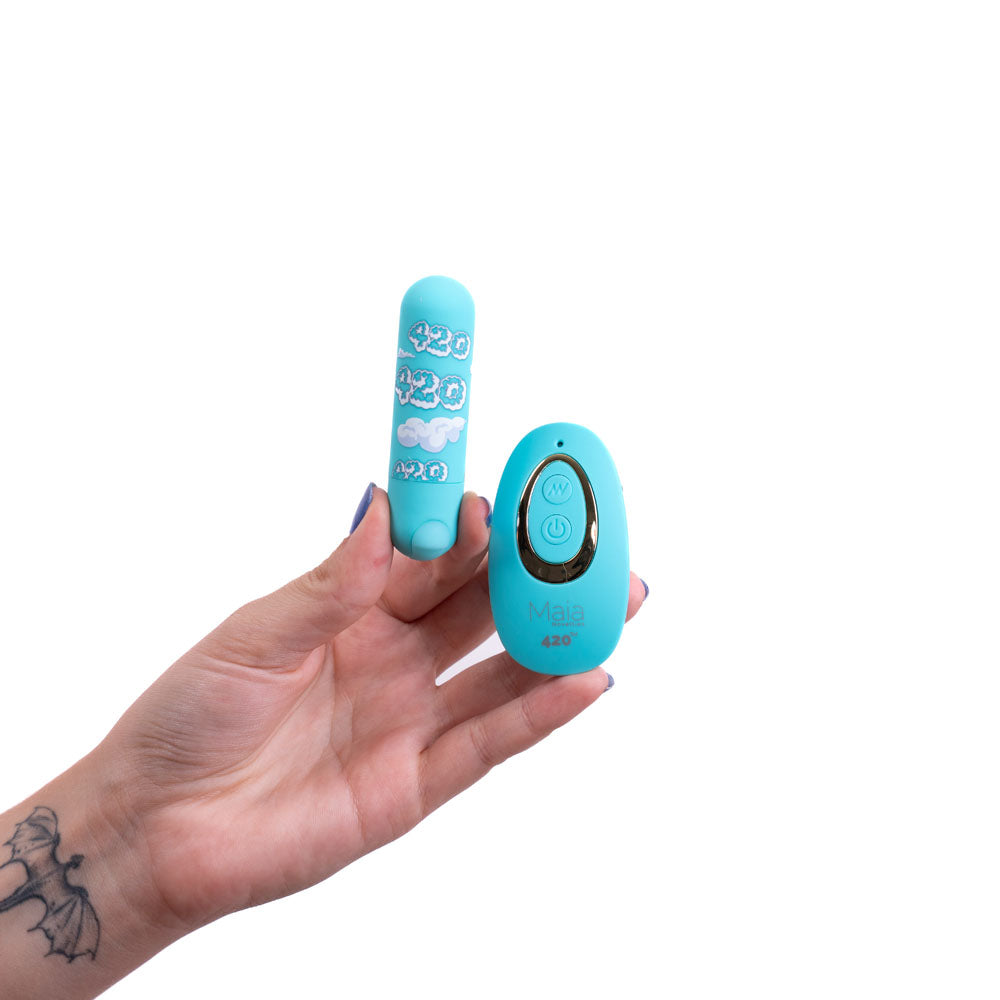 Maia JESSI 420 Remote - Sky Blue 7.6 cm USB Rechargeable Bullet with Wireless Remote-RM330-LF1