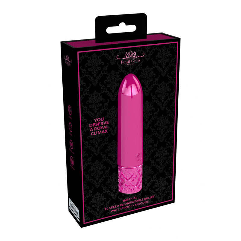 ROYAL GEMS Imperial - Silicone Rechargeable Bullet - Pink 10 cm USB Rechargeable Bullet-ROY010PNK