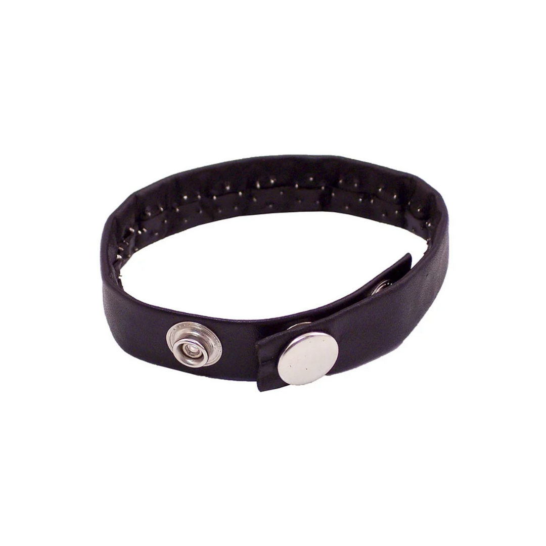 LEATHER PIN PRICK COCK STRAP BLACK-RPP1098BK