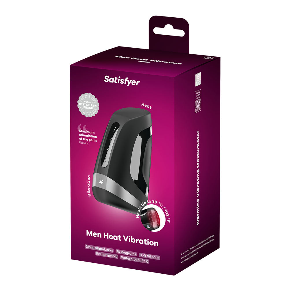 Satisfyer Men Heat Vibration - Black USB Rechargeable Masturbator - SATMENHV