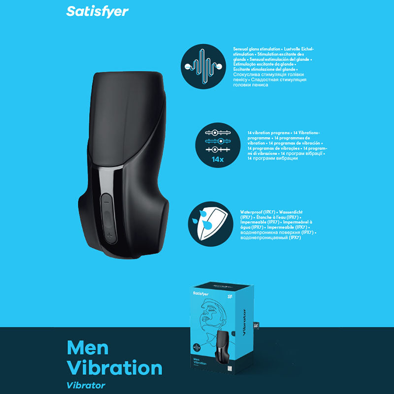 Satisfyer Men Vibration - Black USB Rechargeable Masturbator-SATMENV