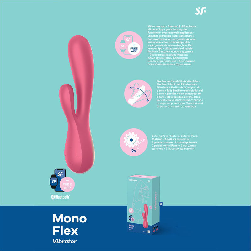 Satisfyer Mono Flex - Red App Controlled USB Rechargeable Rabbit Vibrator-SATMFLEX-R