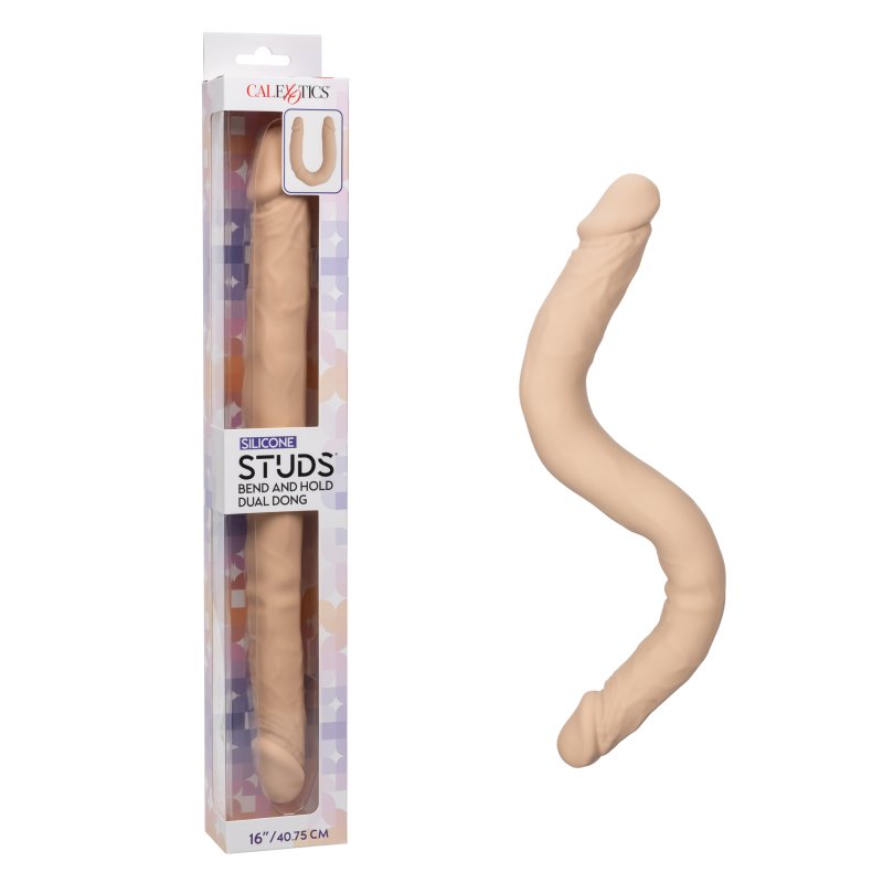 Silicone Studs� Bend and Hold Dual Dong 16"/40.75 cm - Ivory-SE-0256-10-3