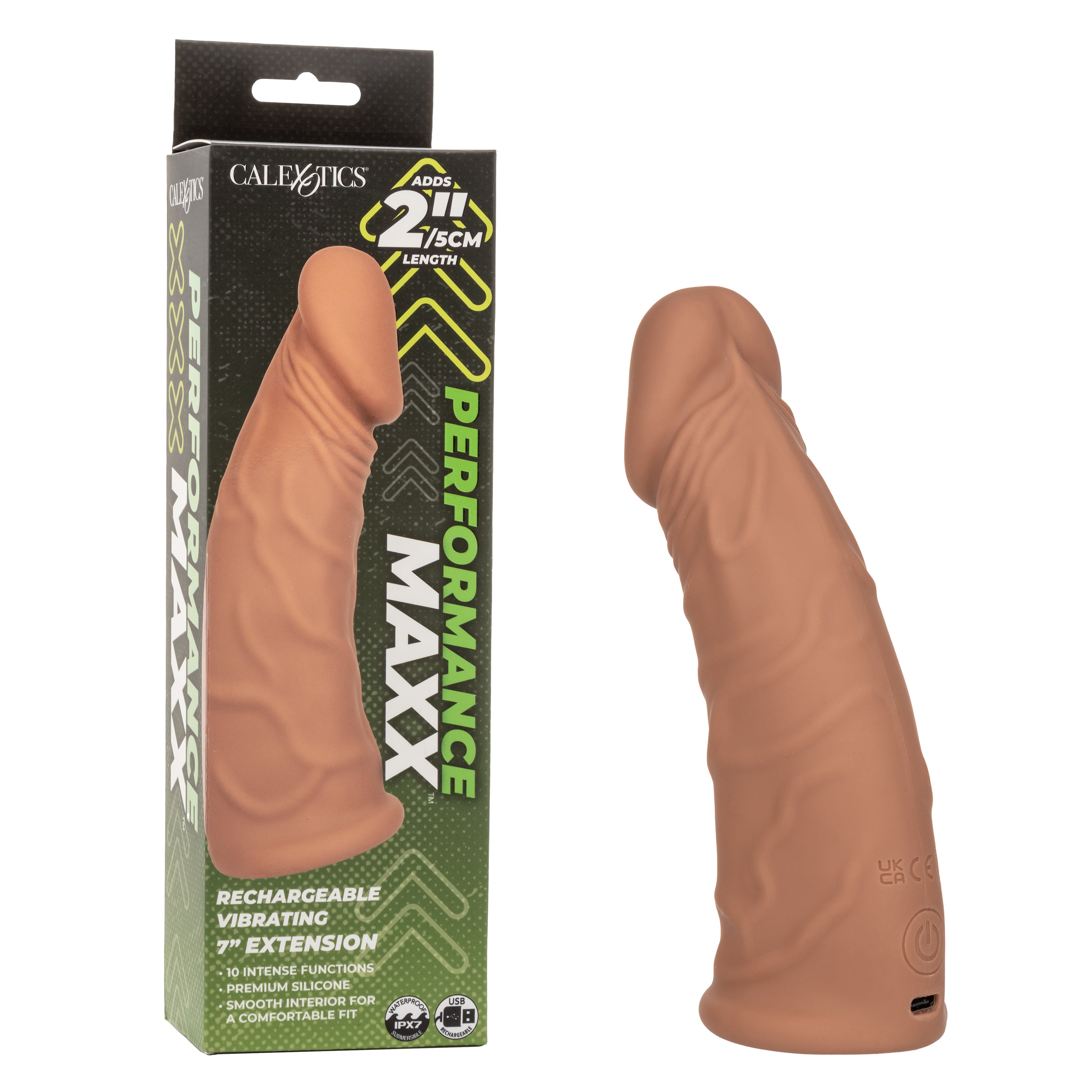 PERFORMANCE MAXX 7" RECHARGEABLE VIBRATING EXTENSION -BROWN-SE-1633-82-3