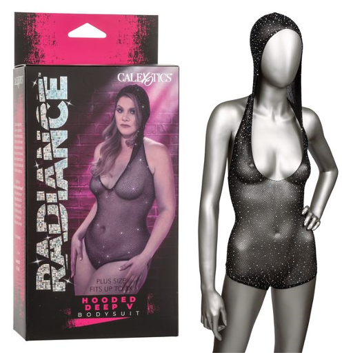 Radiance Plus Size Hooded Deep V Bodysuit-SE-3000-75-3