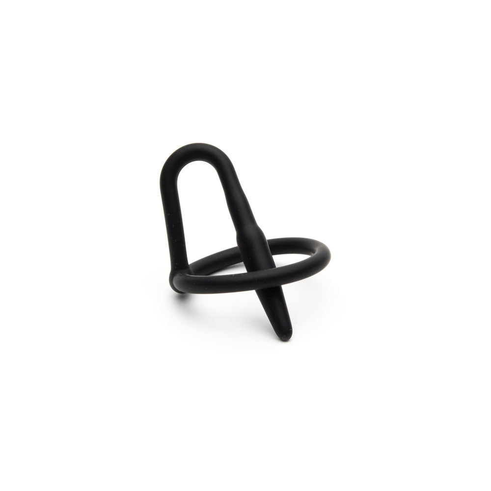 Sport Fucker Cock Plug - Black Cock Ring with Urethral Sound-SF12696