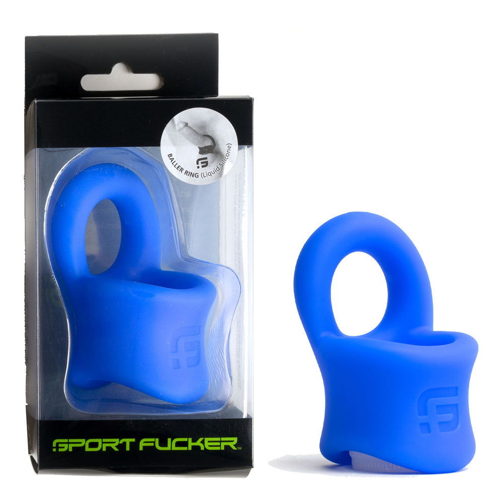 Sport Fucker Baller Ring - Blue Liquid Silicone Cock Ring with Ball Stretcher-SF23096