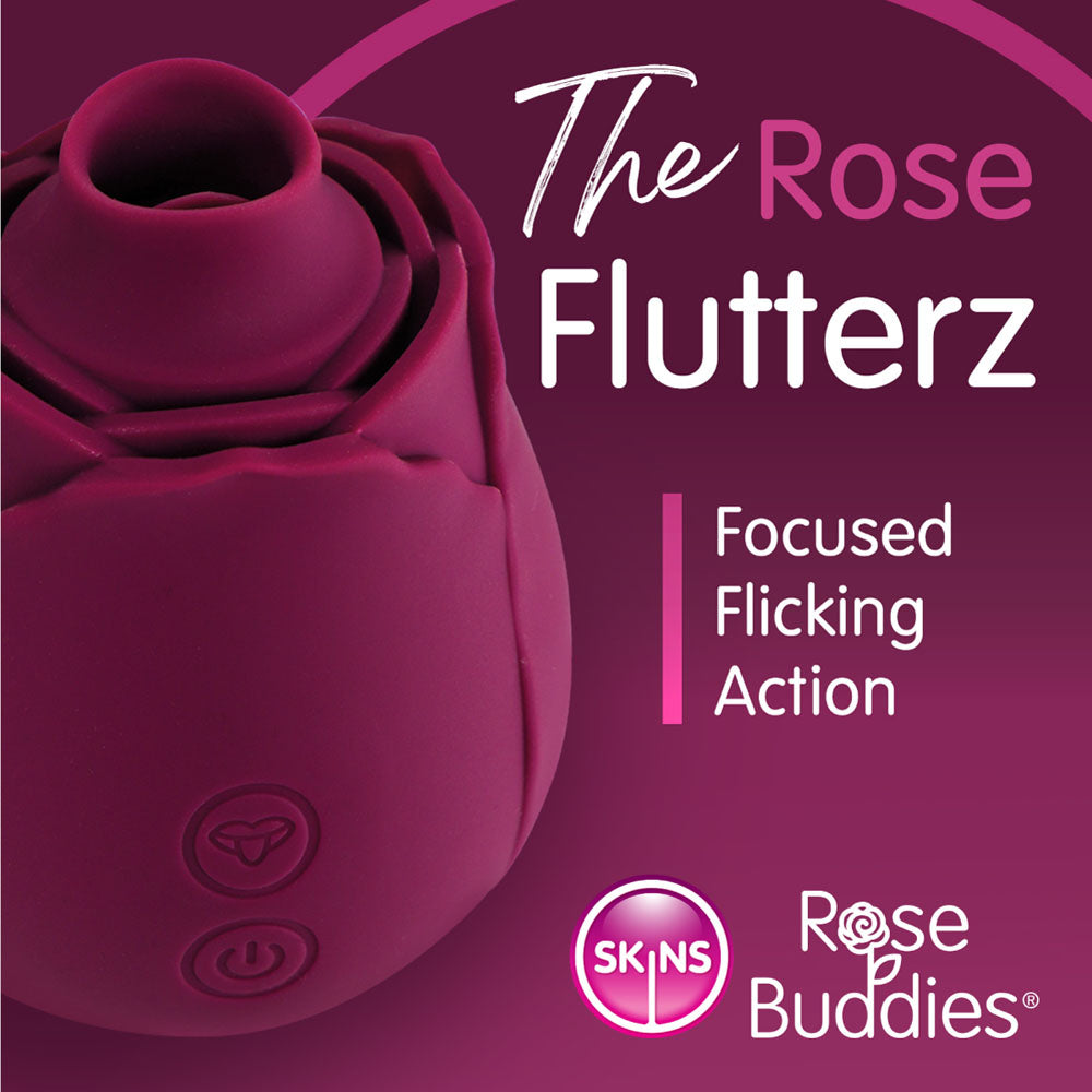 Skins Rose Buddies - The Rose Flutterz - Purple USB Rechargeable Flicking Rose Stimulator-SKRBRFZ