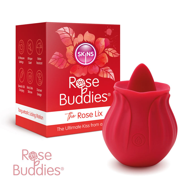 Skins Rose Buddies - The Rose Lix - Red USB Rechargeable Flicking Rose Stimulator-SKRBRL