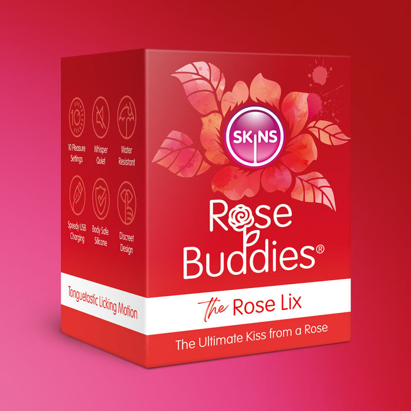 Skins Rose Buddies - The Rose Lix - Red USB Rechargeable Flicking Rose Stimulator-SKRBRL