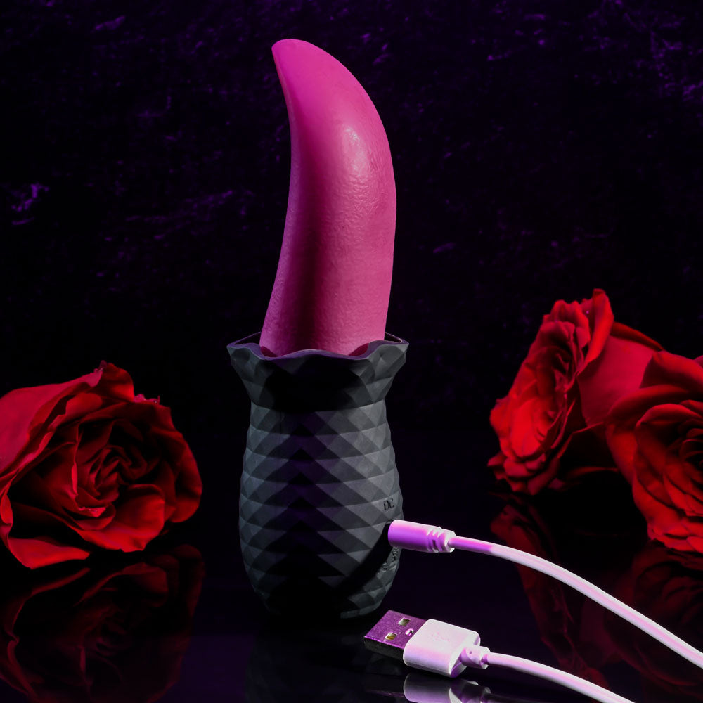 Selopa TONGUE TEASER - Pink/Black USB Rechargeable Vibrating Tongue Stimulator-SL-RS-3298-2