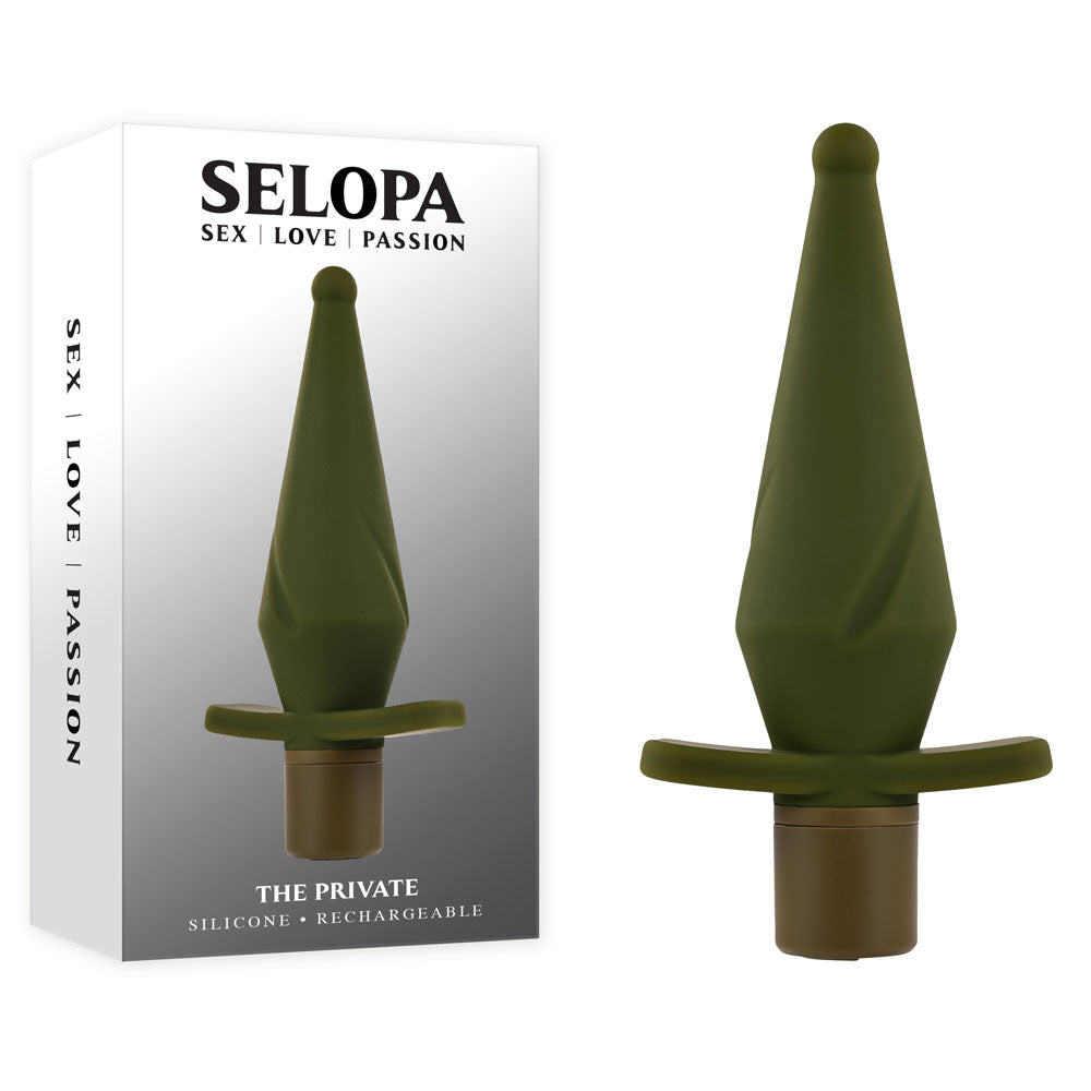 Selopa THE PRIVATE - Green 13 cm USB Rechargeable Vibrating Butt Plug-SL-RS-3359-2