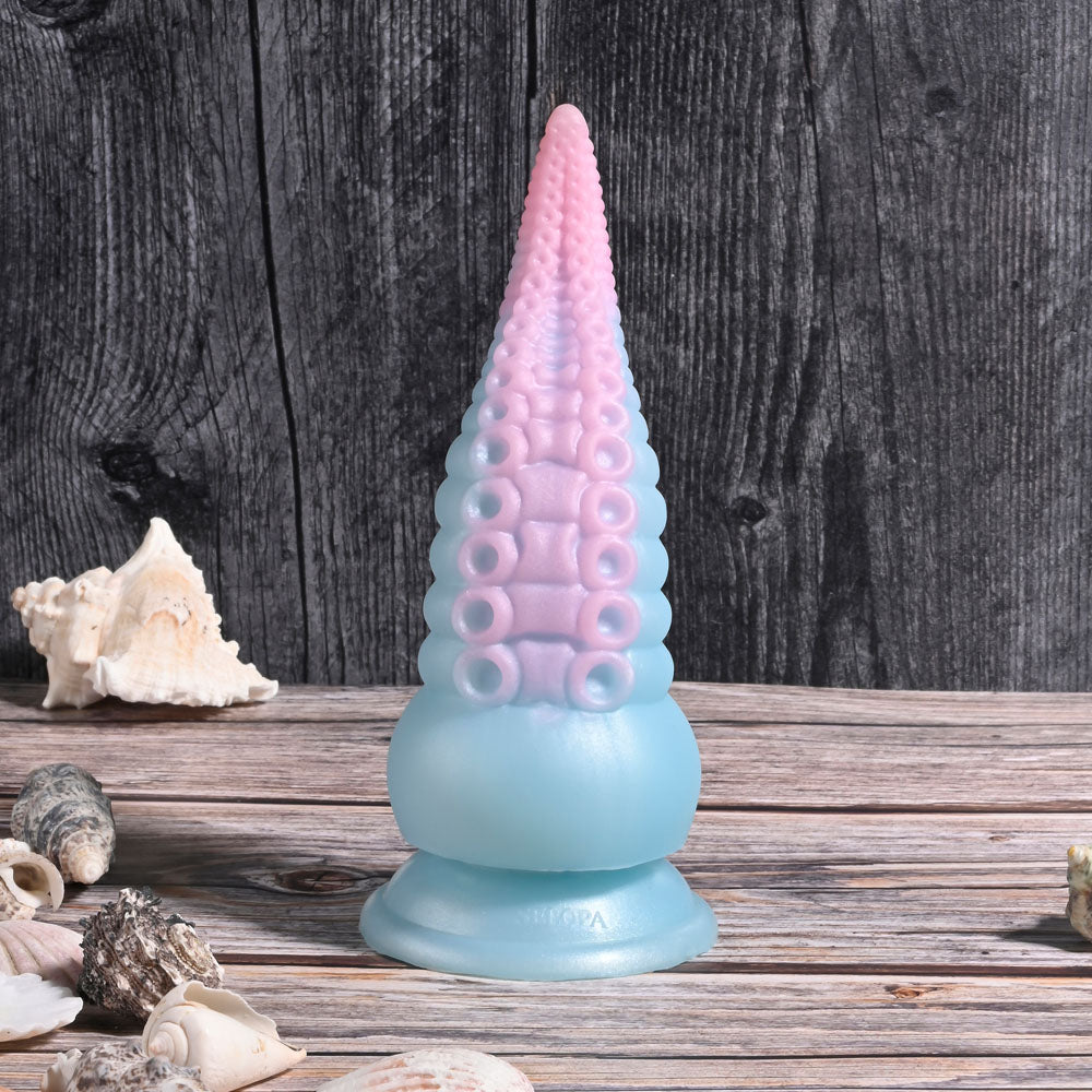 Selopa STUCK ON YOU - Blue/Pink 19 cm USB Rechargeable Vibrating Tentacle Fantasy Dildo-SL-RS-4172-2