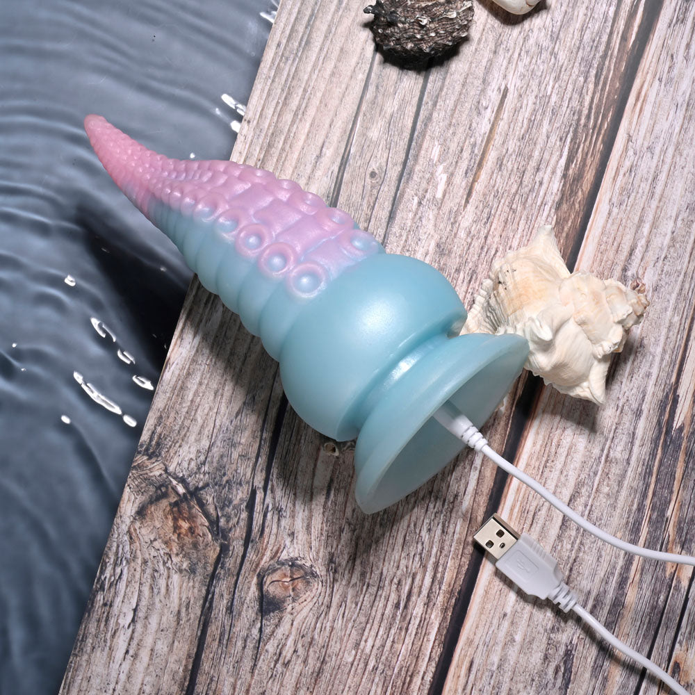 Selopa STUCK ON YOU - Blue/Pink 19 cm USB Rechargeable Vibrating Tentacle Fantasy Dildo-SL-RS-4172-2