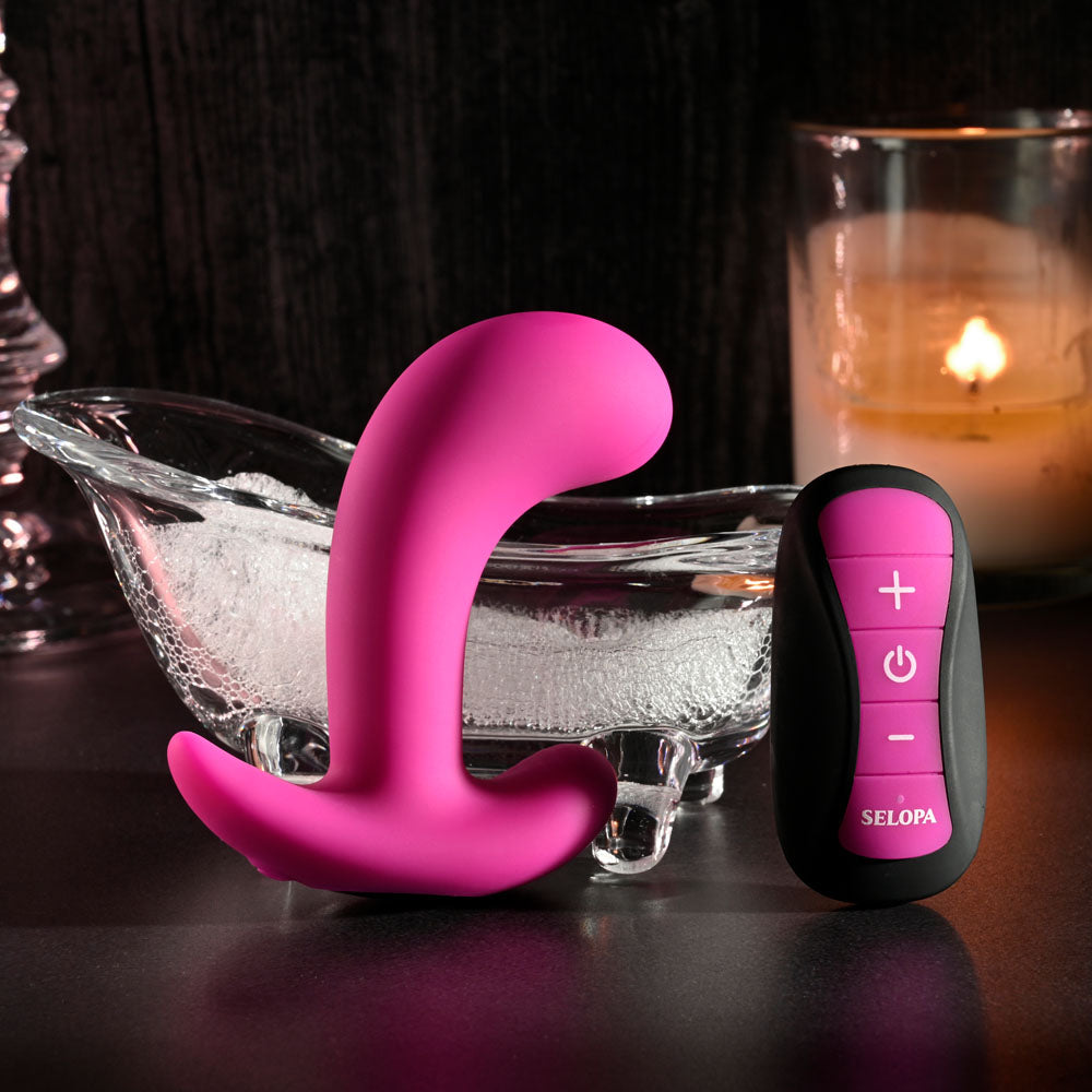 Selopa HOOKING UP - Pink 9.5 cm USB Rechargeable Vibrator with Wireless Remote-SL-RS-4219-2