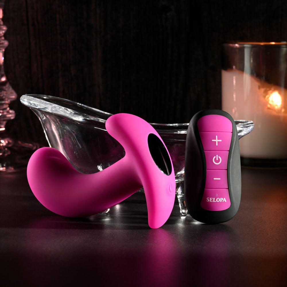 Selopa HOOKING UP - Pink 9.5 cm USB Rechargeable Vibrator with Wireless Remote-SL-RS-4219-2