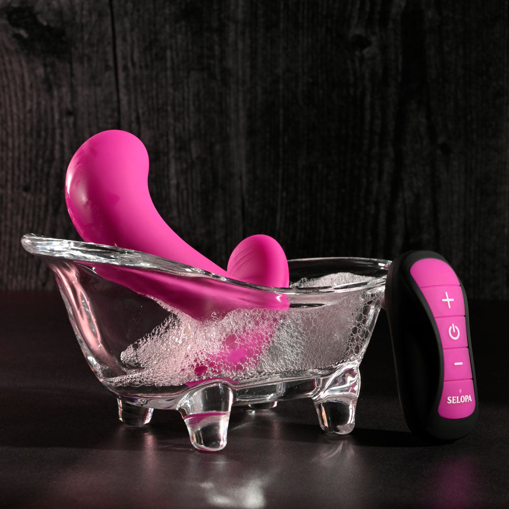 Selopa HOOKING UP - Pink 9.5 cm USB Rechargeable Vibrator with Wireless Remote-SL-RS-4219-2