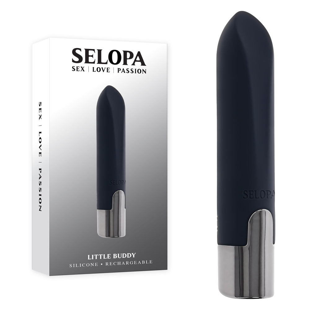 Selopa LITTLE BUDDY - Black 11.1 cm USB Rechargeable Vibrating Bullet-SL-RS-5209-2