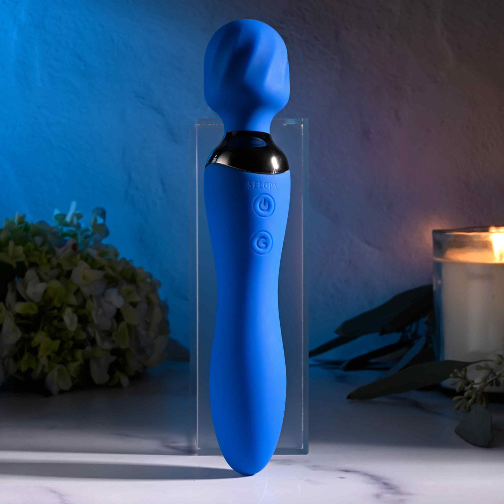 Selopa BLUE BELLE - Blue USB Rechargeable 20 cm Massage Wand-SL-RS-5216-2