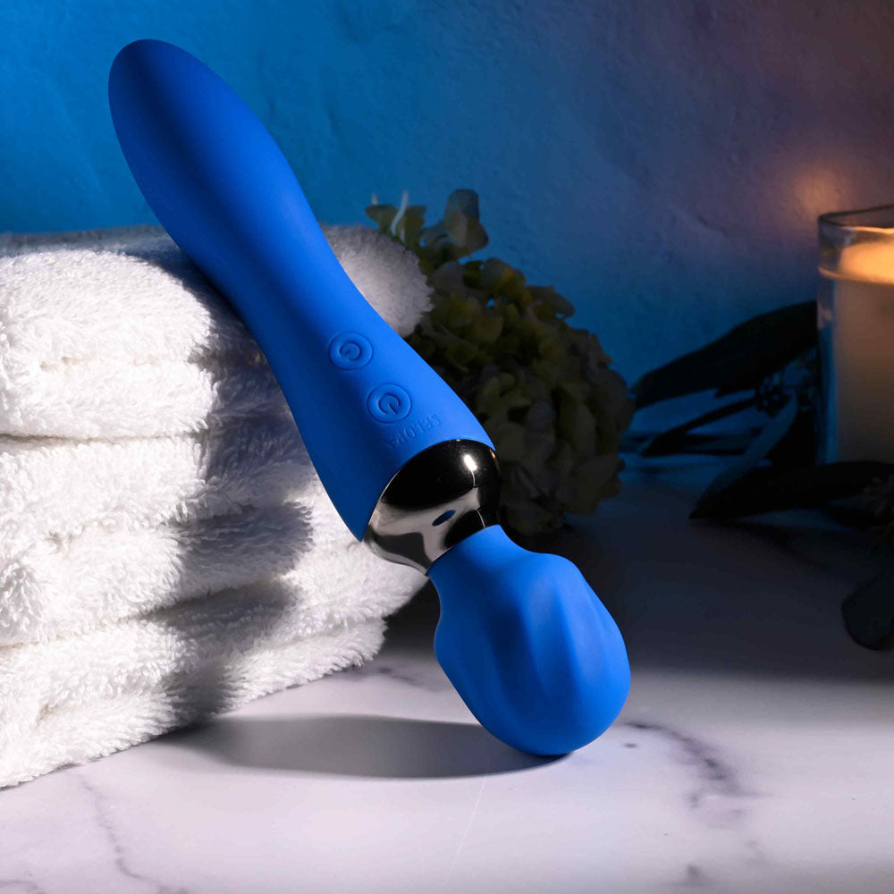 Selopa BLUE BELLE - Blue USB Rechargeable 20 cm Massage Wand-SL-RS-5216-2