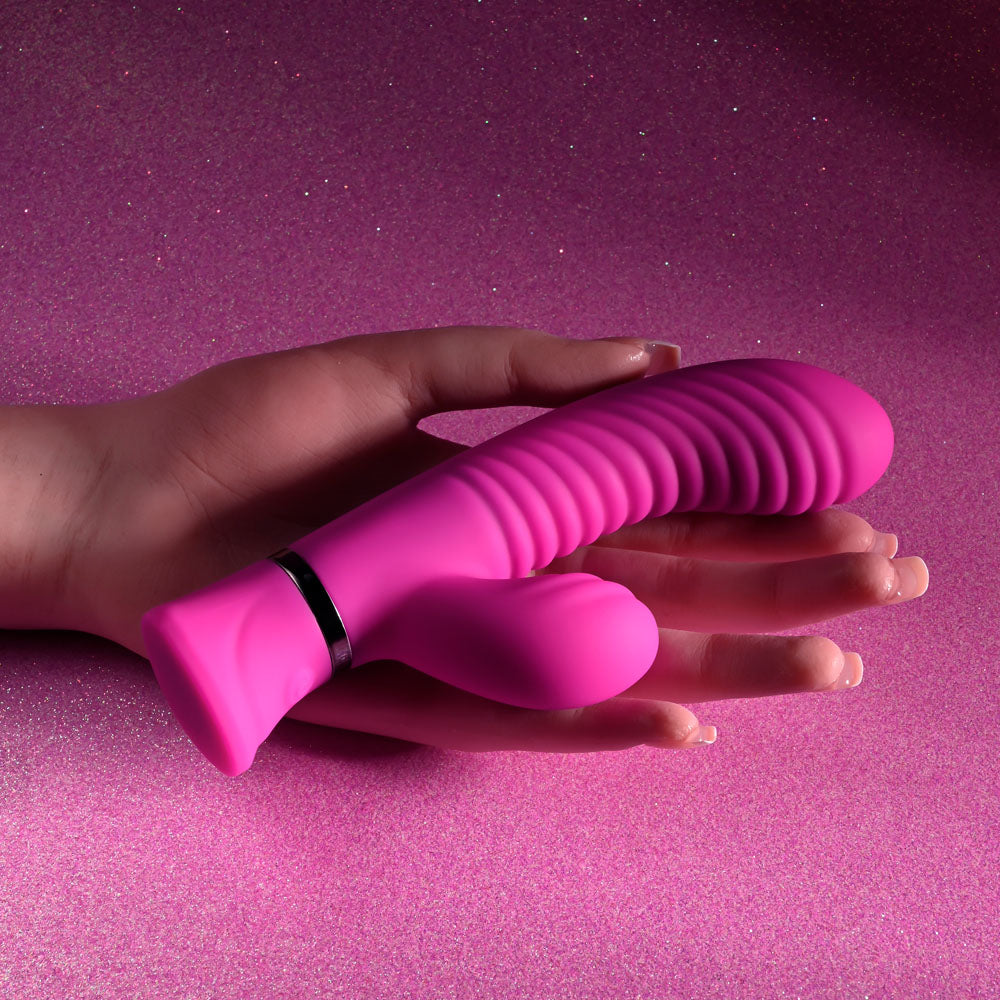 Selopa NEXT WAVE - Pink 16.4 cm USB Rechargeable Dual Vibrator-SL-RS-5469-2