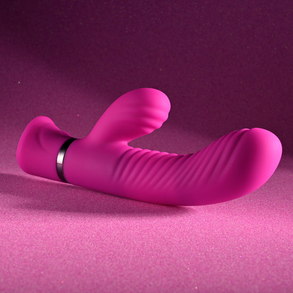 Selopa NEXT WAVE - Pink 16.4 cm USB Rechargeable Dual Vibrator-SL-RS-5469-2