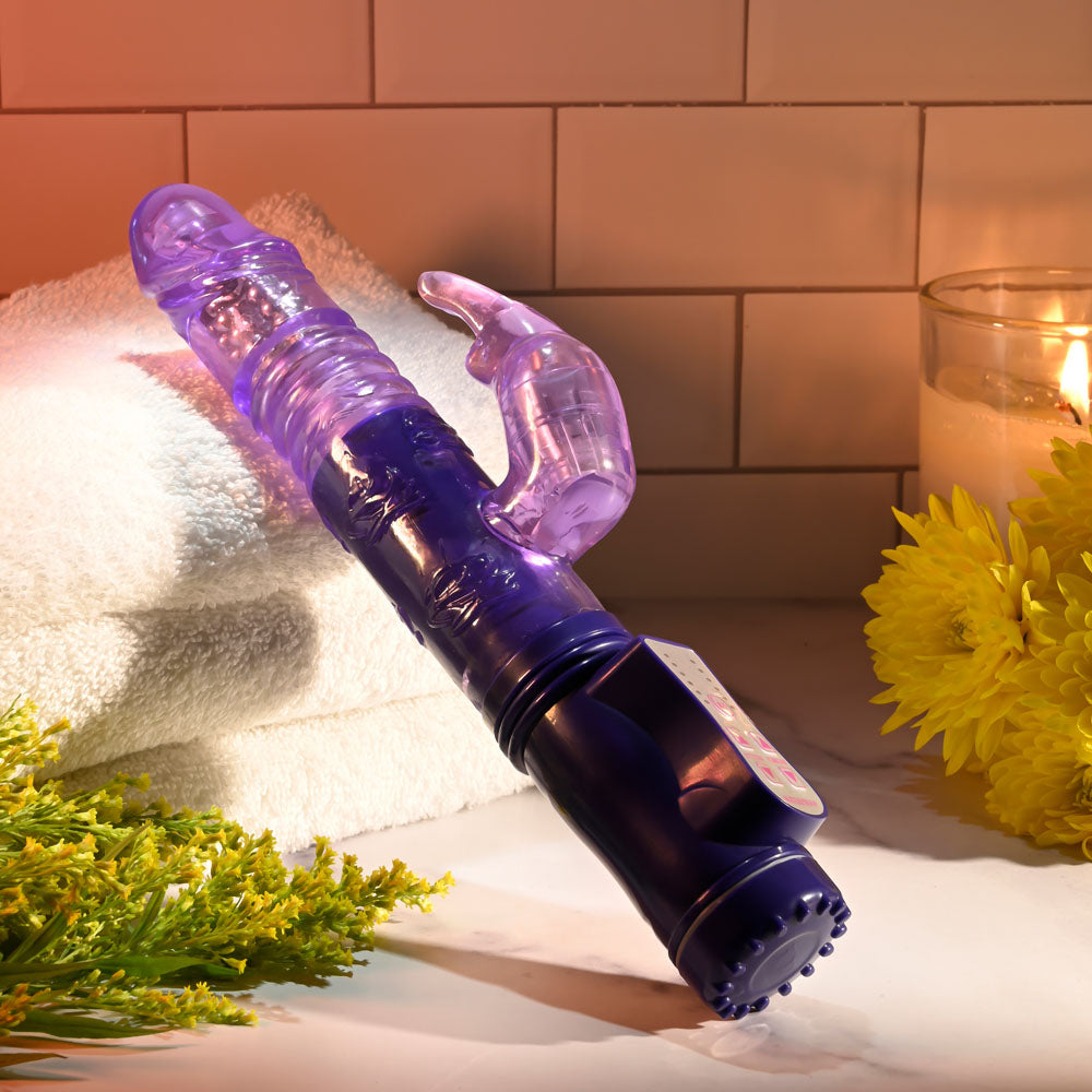 Selopa BUNNY THRUSTER - Purple 24.8 cm Thrusting Rabbit Vibrator-SL-VB-3533-2