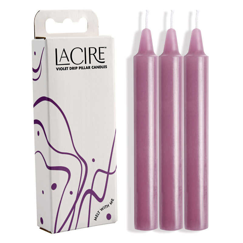 LaCire Drip Pillar Candles - Violet - Violet Drip Candles - Set of 3-SS05207