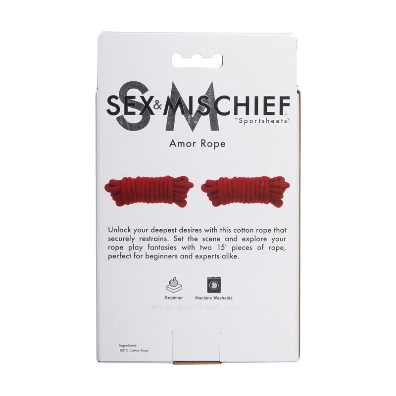 Sex & Mischief Amor Rope - 2 Red Bondage Ropes - 4.5 m Lengths-SS09829